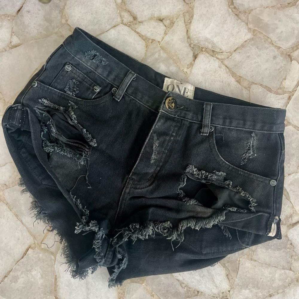 One Teaspoon Charcoal Denim Shorts